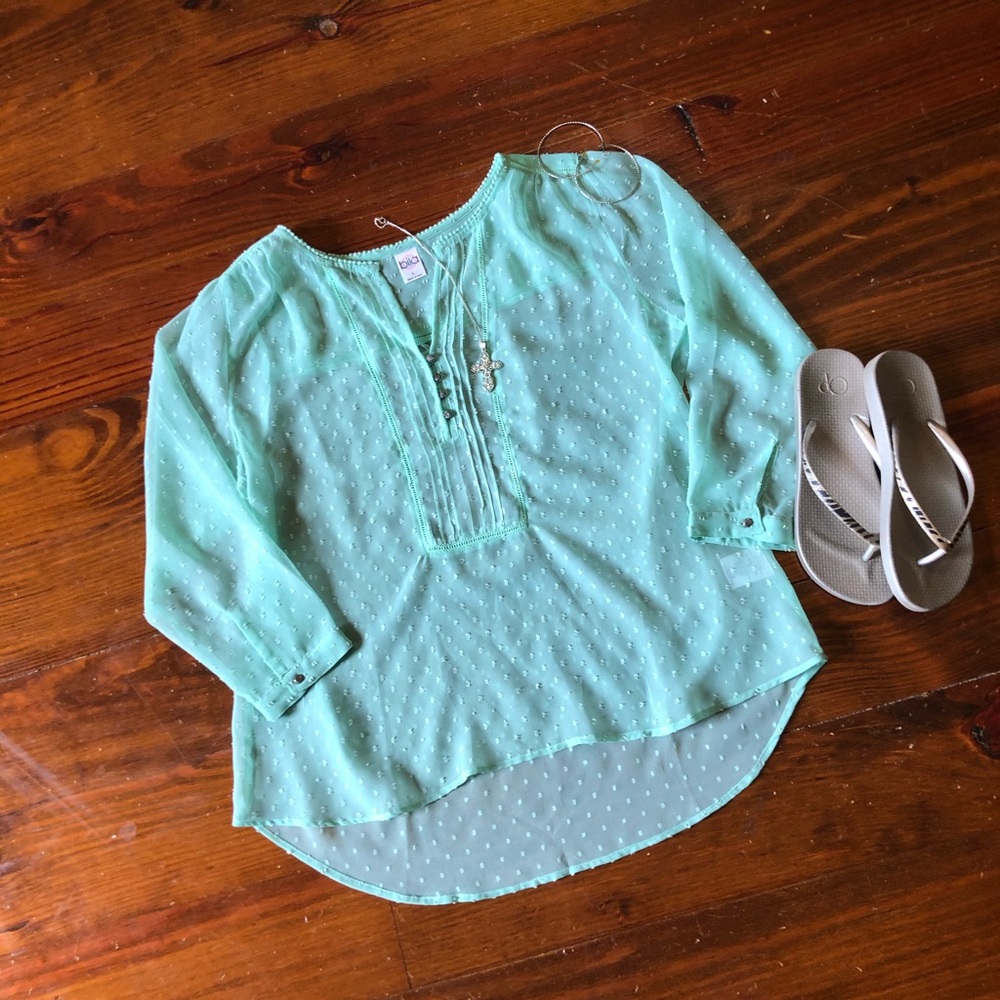 Bila Light Mint See through Blouse